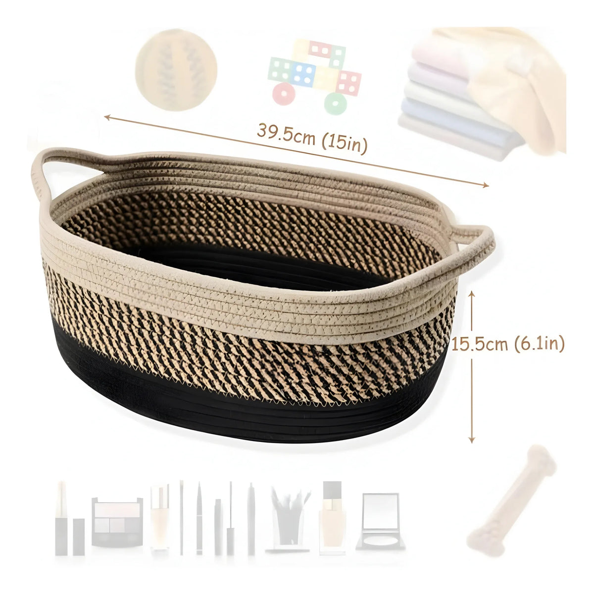 Cotton Pack Of_1 Baby Basket 15x6 Inch Storage Basket For Clothes (Brown)