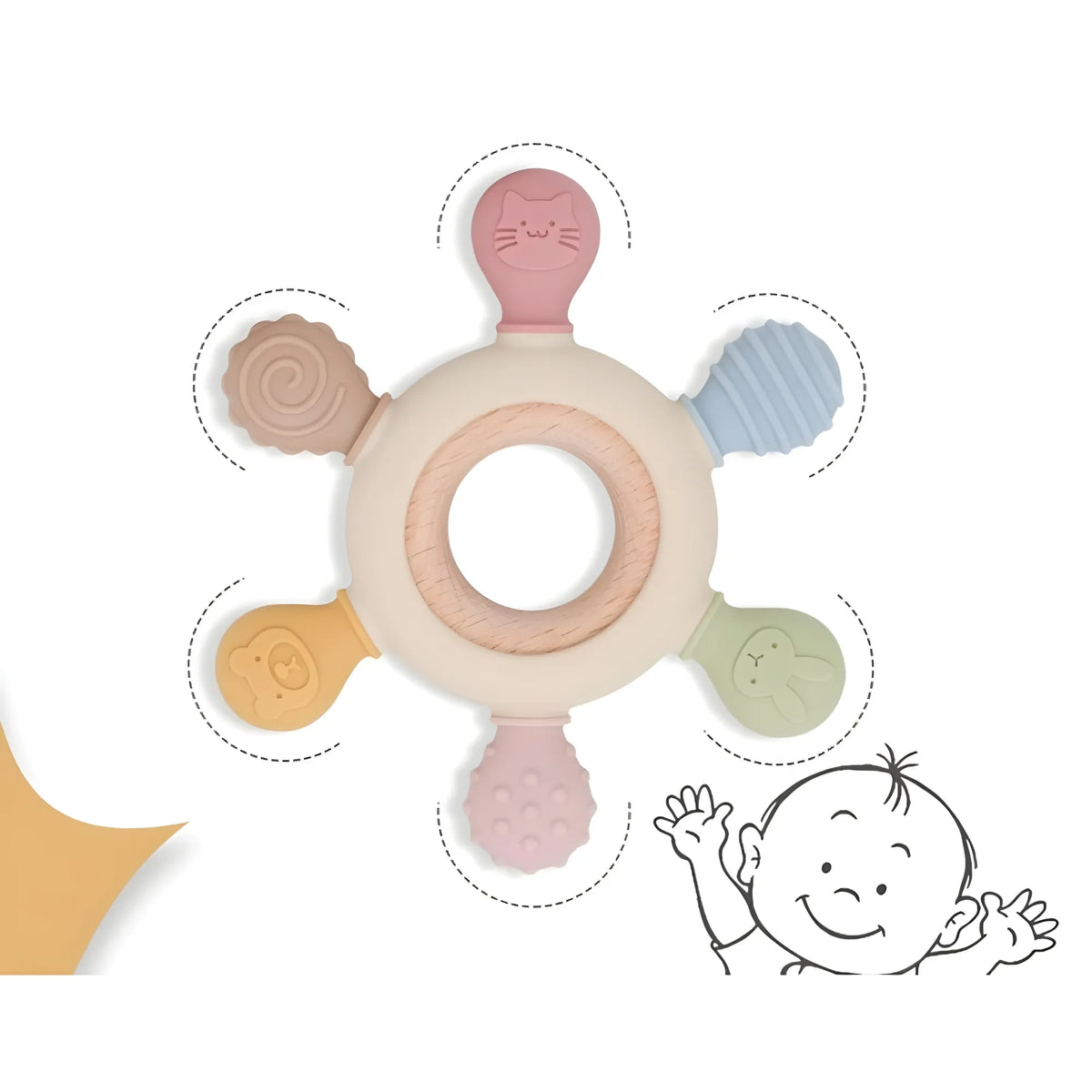 Silicone Baby Teether (Multicolor)
