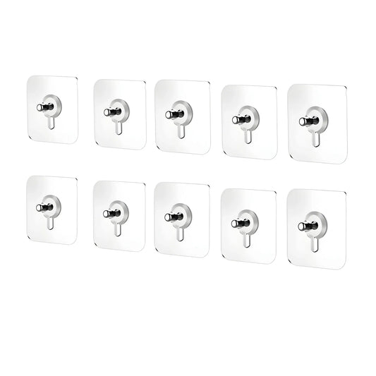 Pack of 10 Acrylic-Metal Wall Hook (Multicolor)