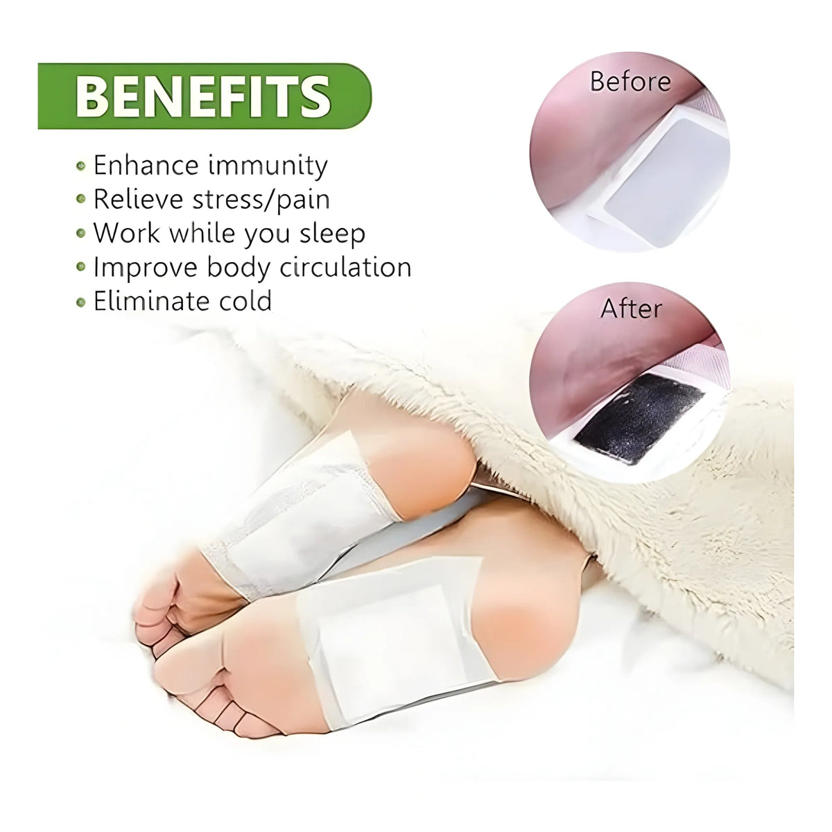 Cotton Detox Patch 10 Pieces Set (White)