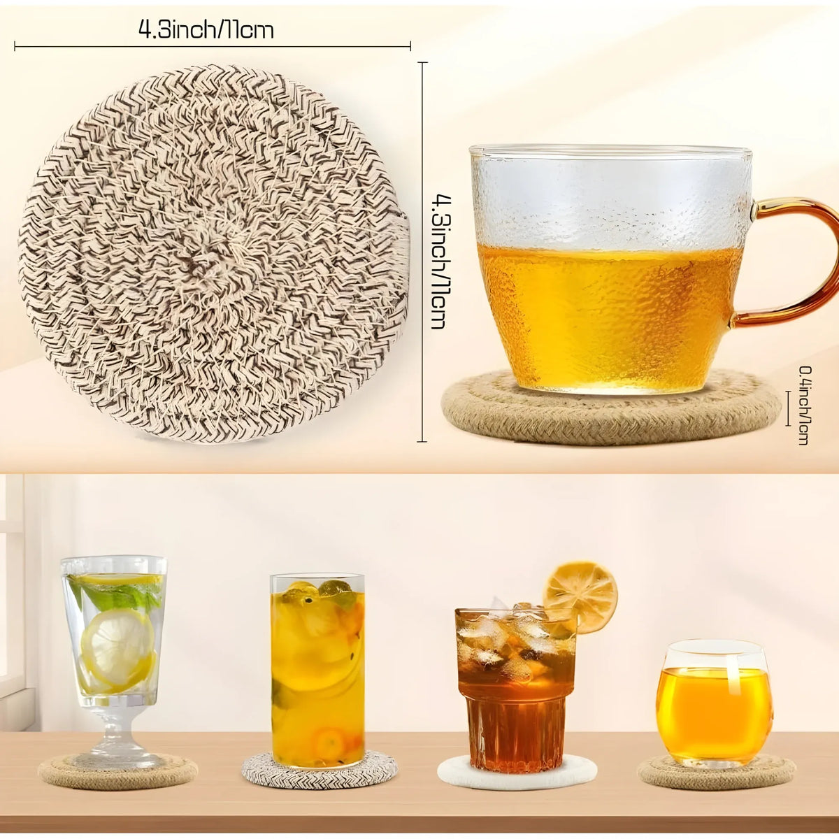 Cotton Rope Drink Coasters 6 Pcs Set (Mix)