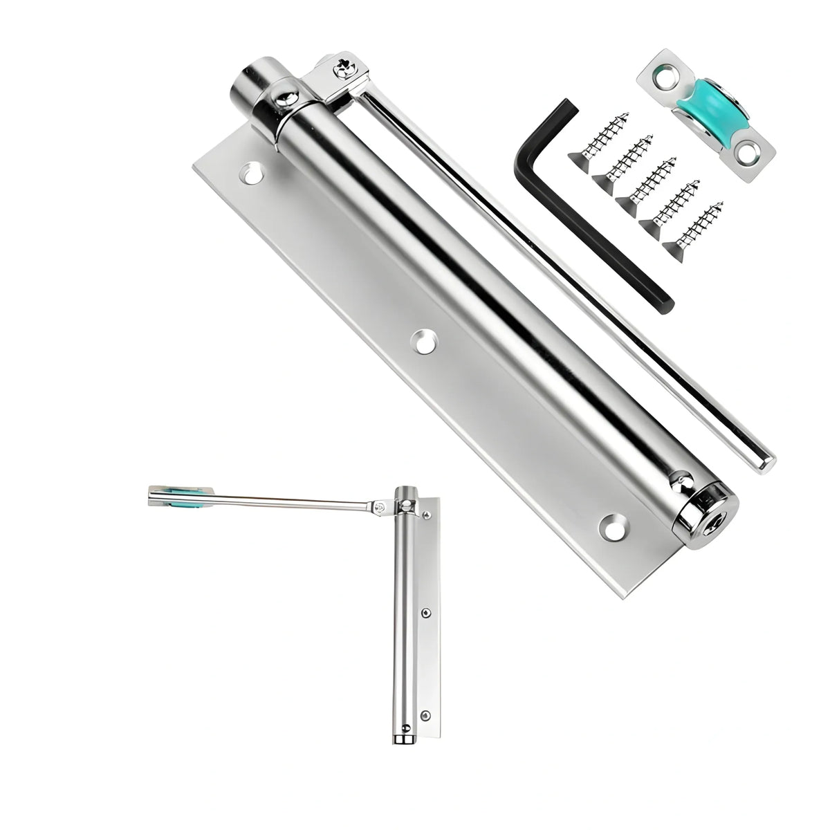 Automatic Door Closer Hinge Lock (Silver)