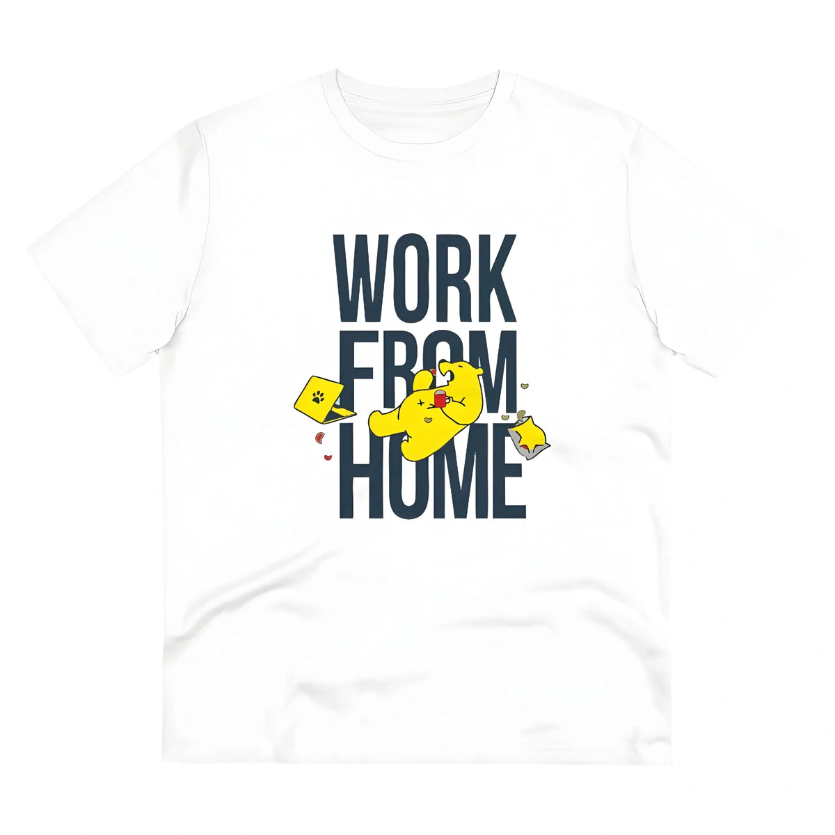 Men's PC Cotton Work From Home Desing Printed T Shirt (Color: White, Thread Count: 180GSM)
