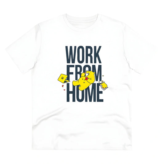 Men's PC Cotton Work From Home Desing Printed T Shirt (Color: White, Thread Count: 180GSM)