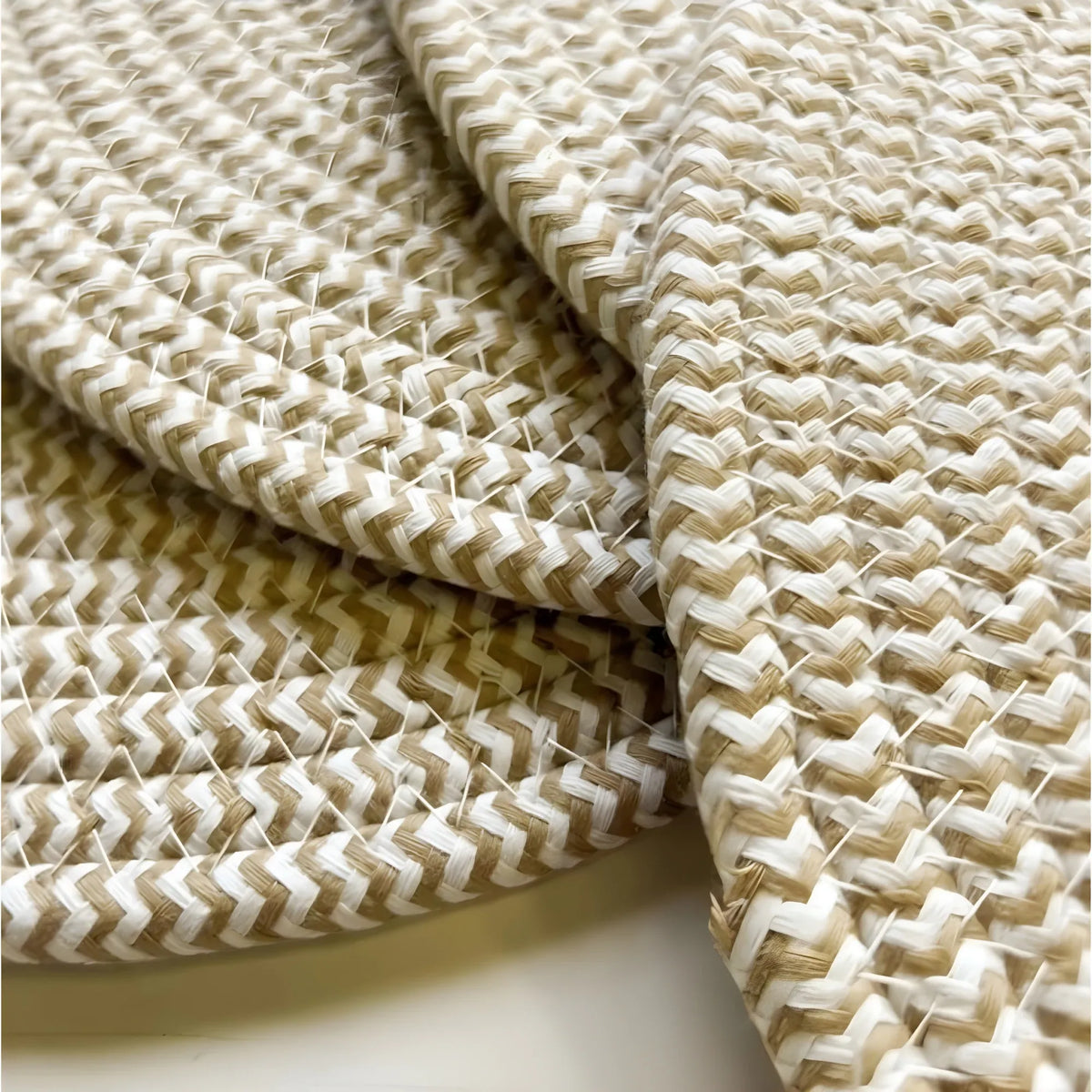 Cotton Dining Table Round Placemat Mats Set of 4 (Beige-White)