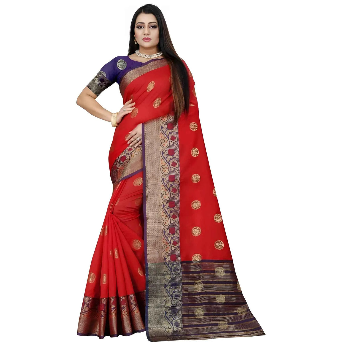 Azure Ayesha Silk Woven Saree with Unstitched Blouse 5.5 m