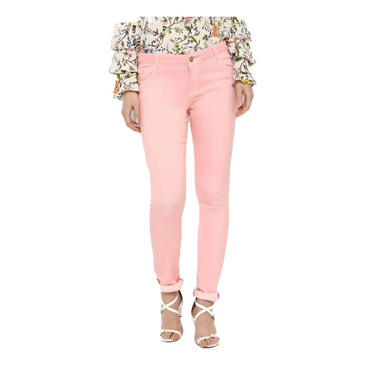 Women's Denim Solid Buttoned Jeans (pink) | Women Signature Collection