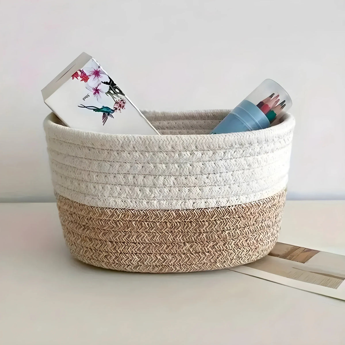 Cotton Pack Of_1 Bathroom Storage Basket For Clothes (White)