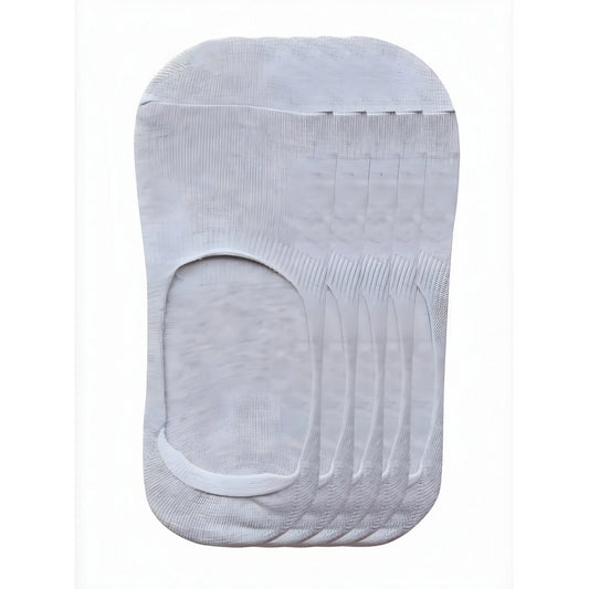 5 Pairs Unisex Casual Cotton Blended Solid No-show Socks (Light Grey)