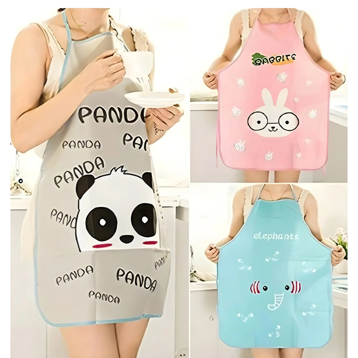 Pack of 2_Printed Waterproof Kitchen Apron with Pockets for kids– (Color: Assorted )