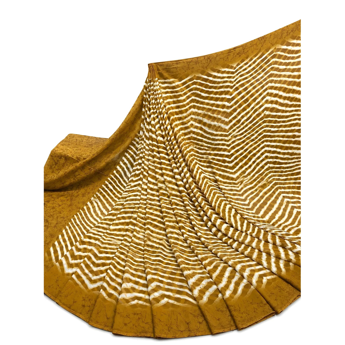 Women's Georgette Printed Saree With Unstitched Blouse 5.5Mtr (Mustard-Yellow)
