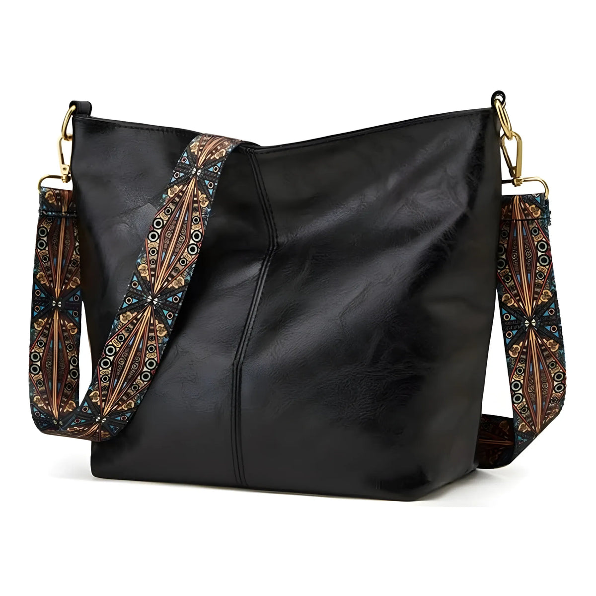 Women's PU Leather Zipper Handbag (Black)