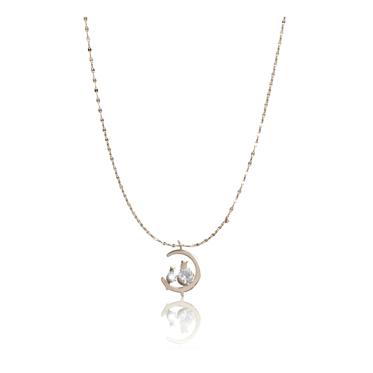 Women's Stainless Steel Moon Pendent Delicate Chain (Gold Plated)