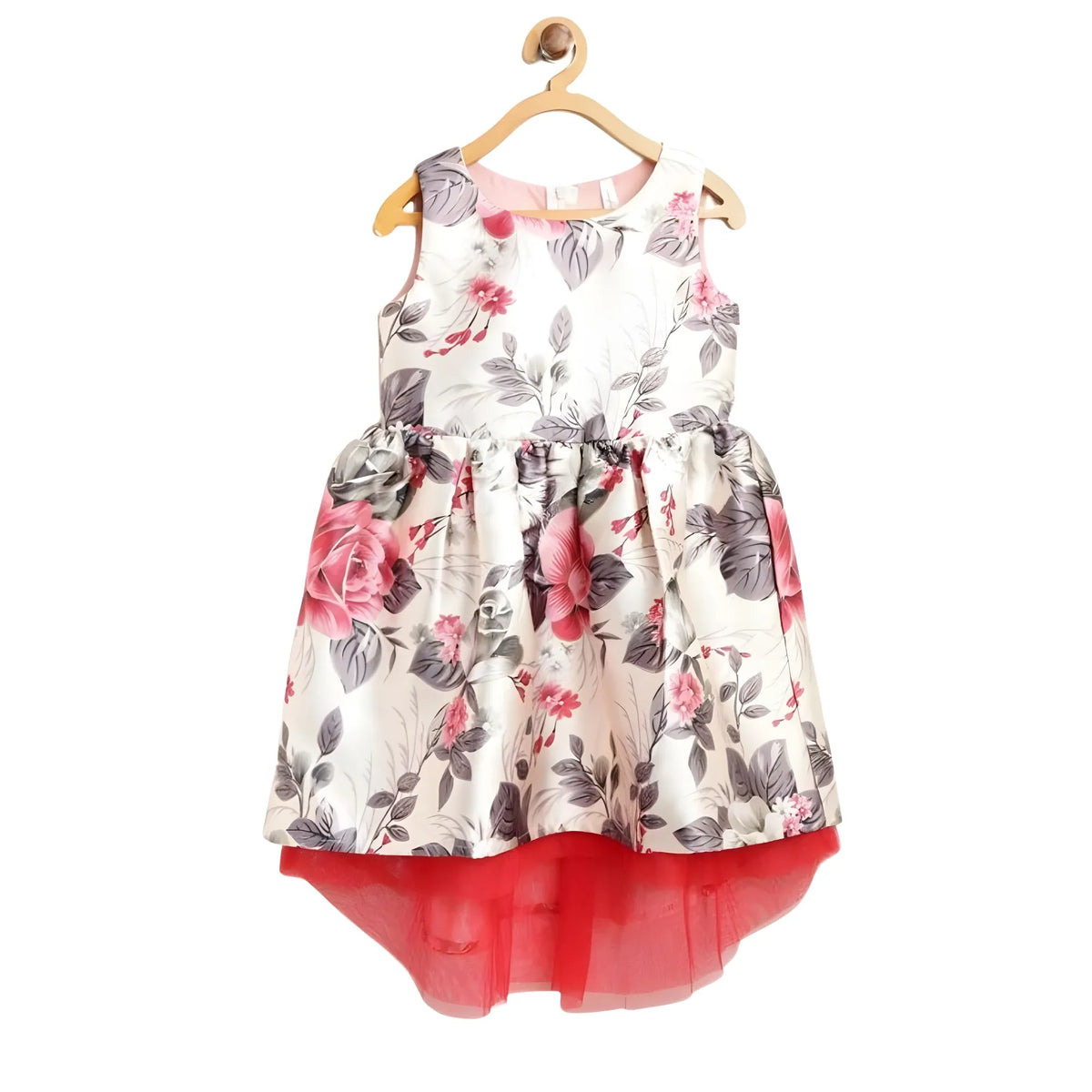 Girl's Polyester &amp; Net Inset Sleeveless Dress With Net Inset (off White) | Kids Signature Collection
