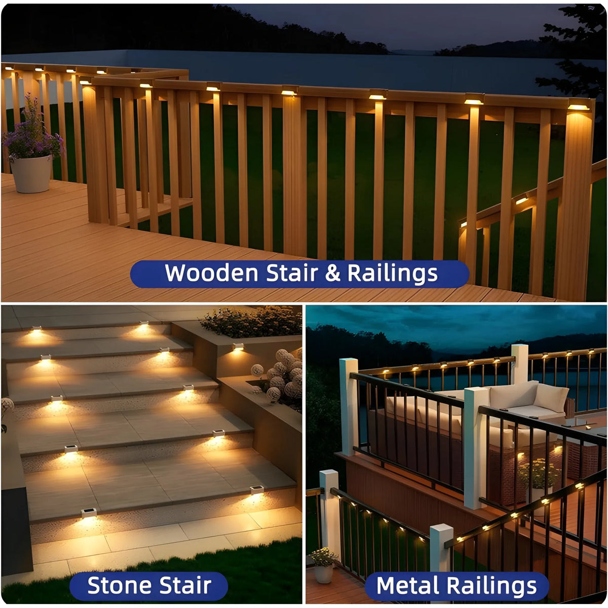 Pack of 4 Stair Deck Solar Light (Black)