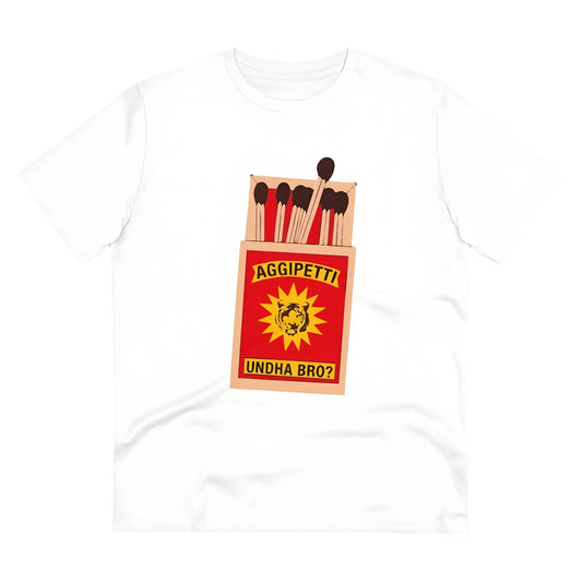 Men's PC Cotton Telugu Desing Printed T Shirt (Color: White, Thread Count: 180GSM)