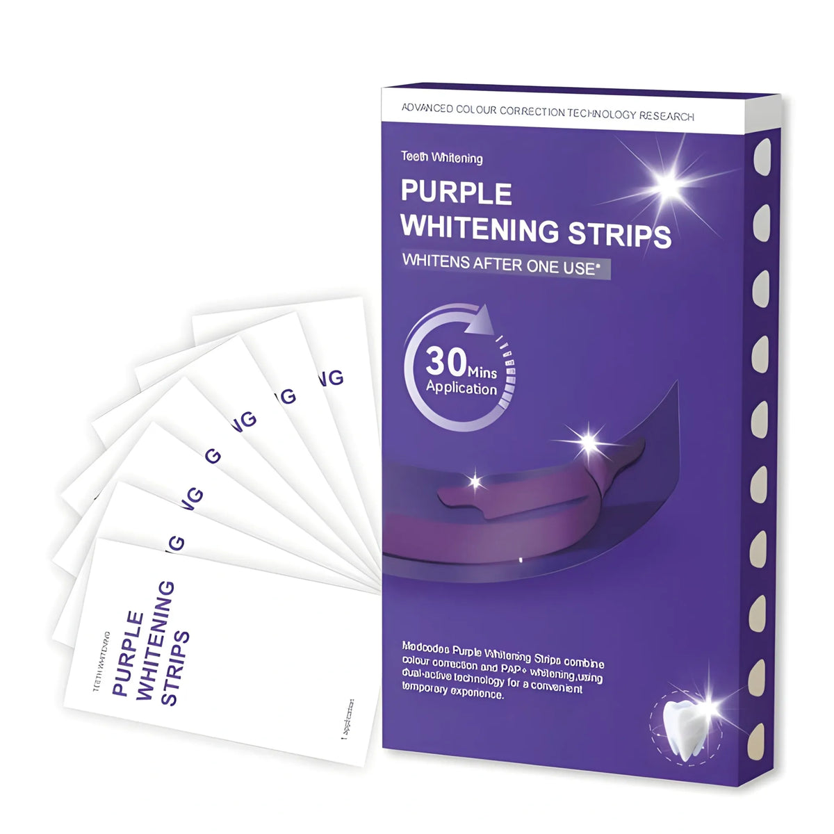 Fluoride Free Teeth Whitening Strips 7 Pieces Set (Purple)