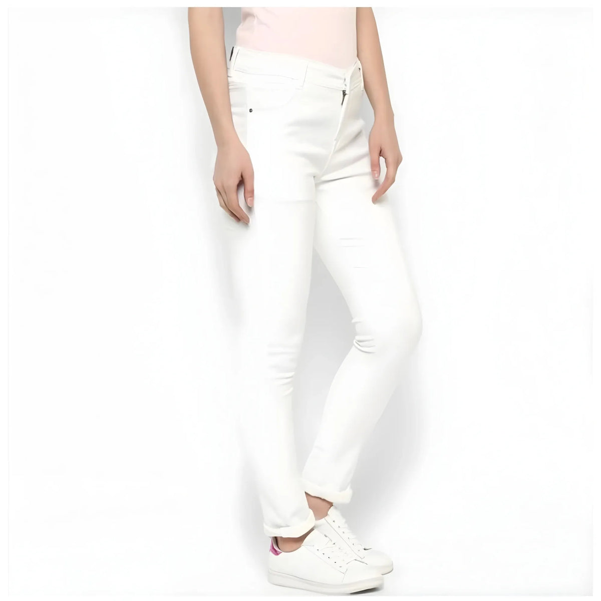 Women's Denim Solid Buttoned Jeans (white) | Women Signature Collection