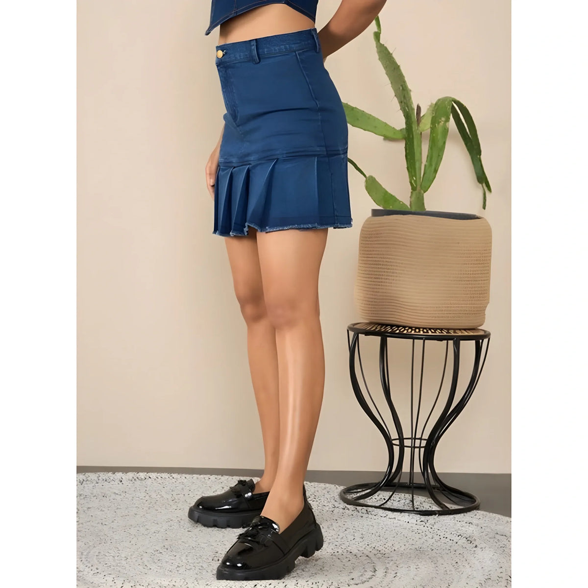Women's Denim Washed Buttoned Skirt (blue) | Women Signature Collection