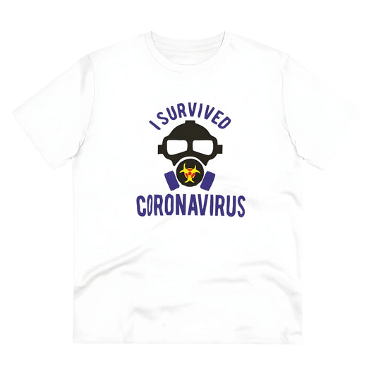 Men's PC Cotton I Survived Coronavirus Printed T Shirt (Color: White, Thread Count: 180GSM)