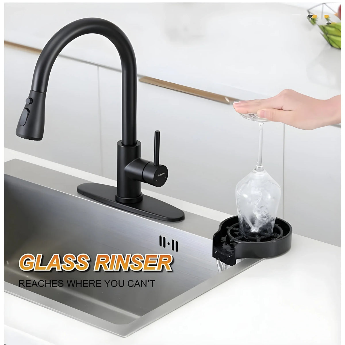 Steel, Plastic Automatic Cup Rinser, Bottle Cleaner, Glass Rinser for Kitchen Sinks