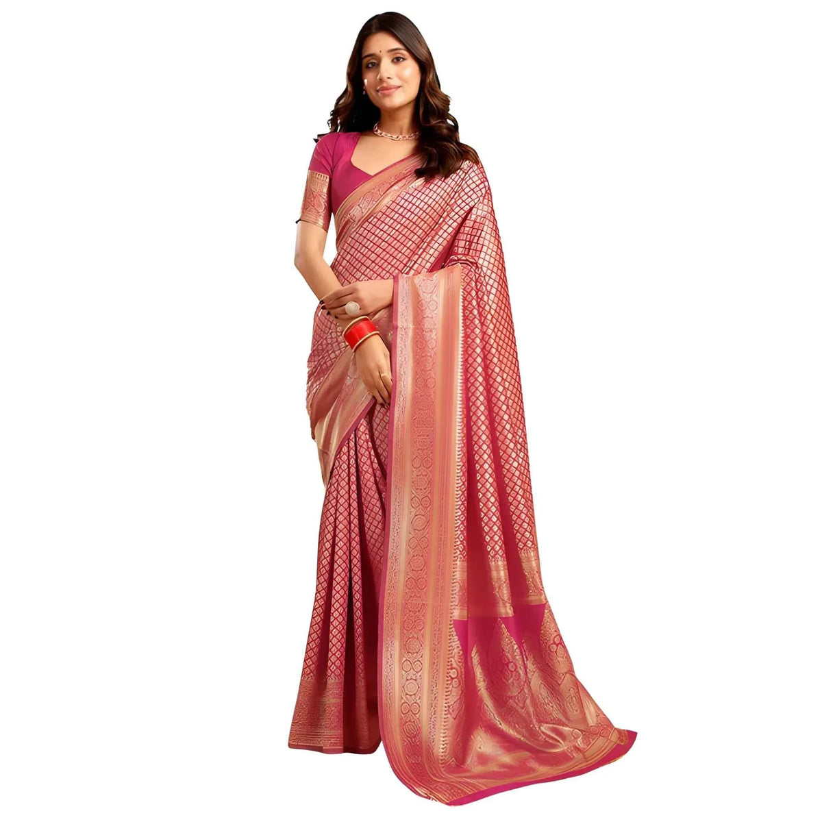 Samara Jacquard Printed Saree With Unstitched Blouse